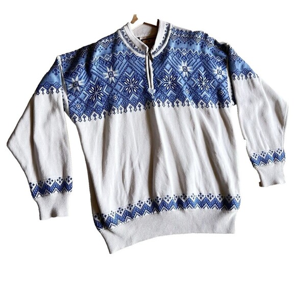 Vintage Dale of Norway Sweater Mens Bomull Baumwolle blue1879Olympics sz M
